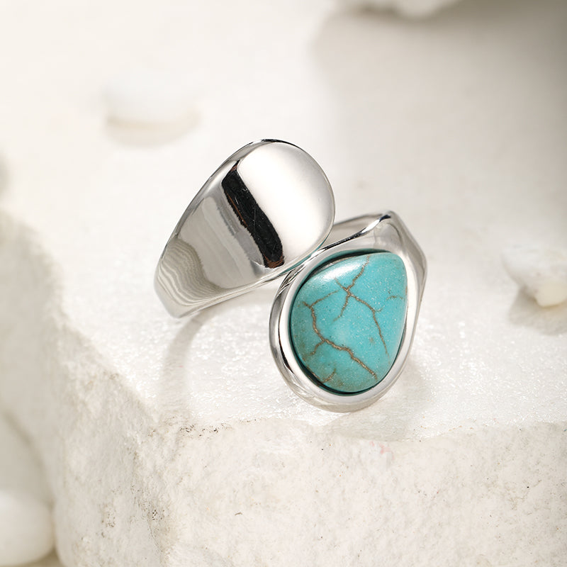 Boho Simple Turquoise Open Ring