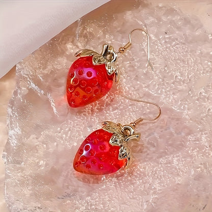 Strawberry Love Resin Dangle Earrings