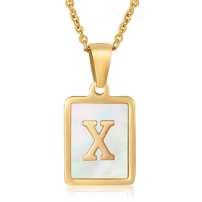 Vintage Initial Shell Pendant Necklace