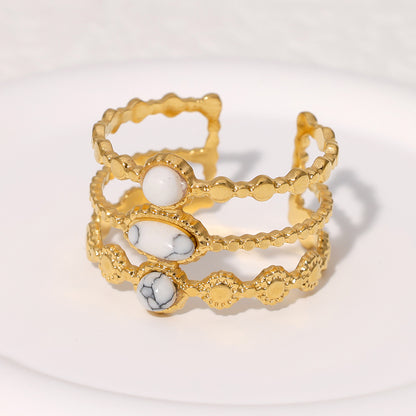 Gold Turquoise Open Ring