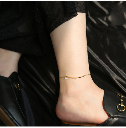 Minimalist Zircon 18K Gold Plated Anklet