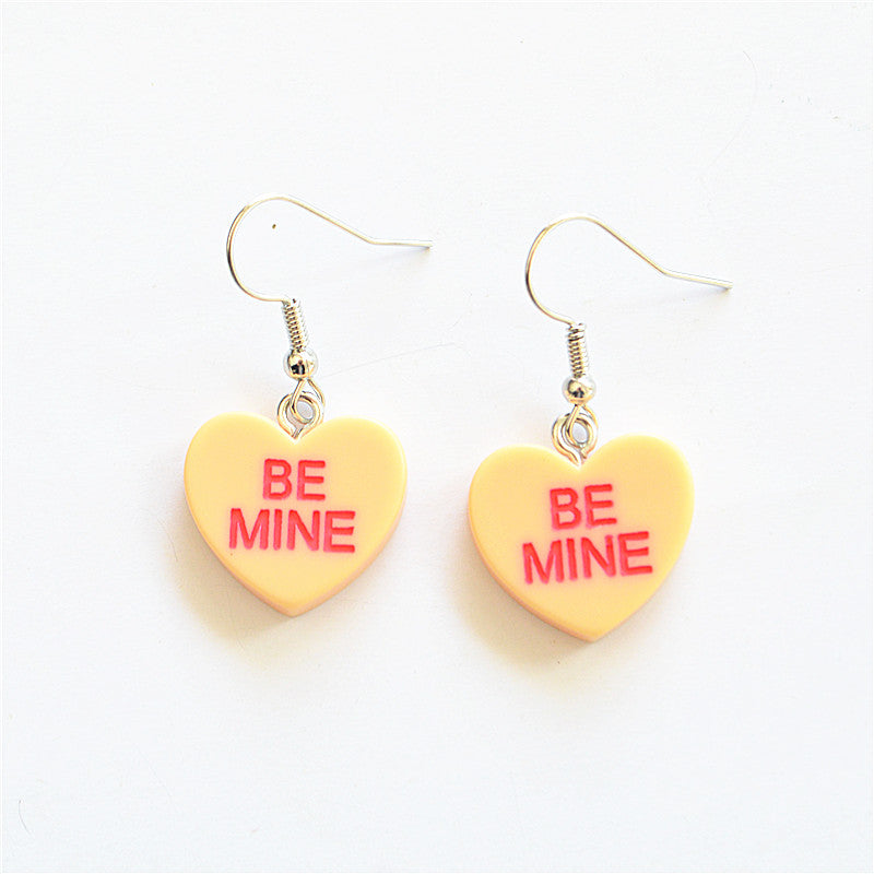 Cute Heart Resin Drop Earrings