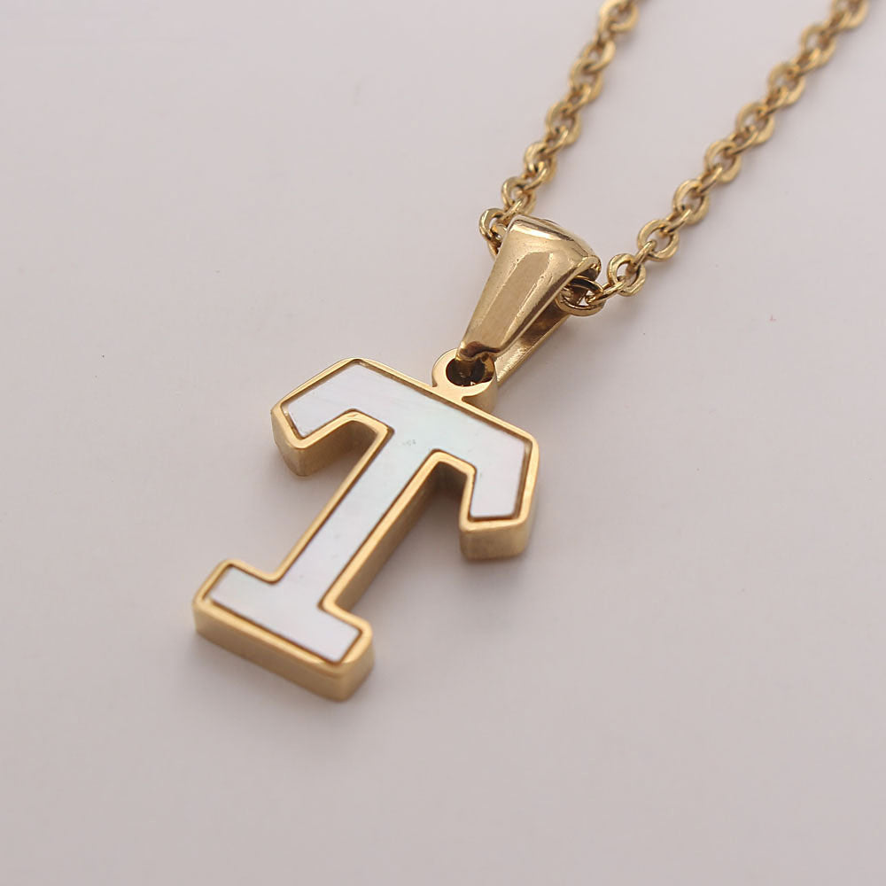 Bold Initial Shell Pendant Necklace