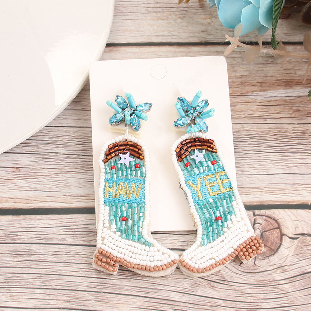 Cowgirl Beaded Dangle Earrings