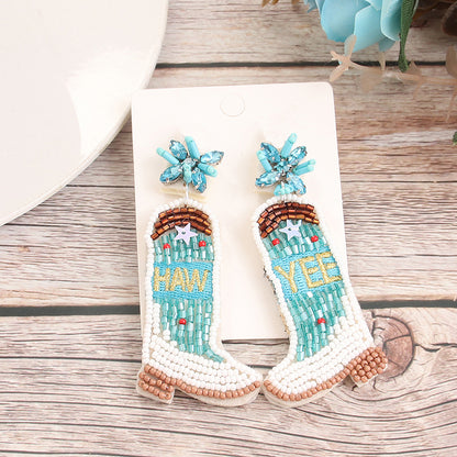 Cowgirl Beaded Dangle Earrings