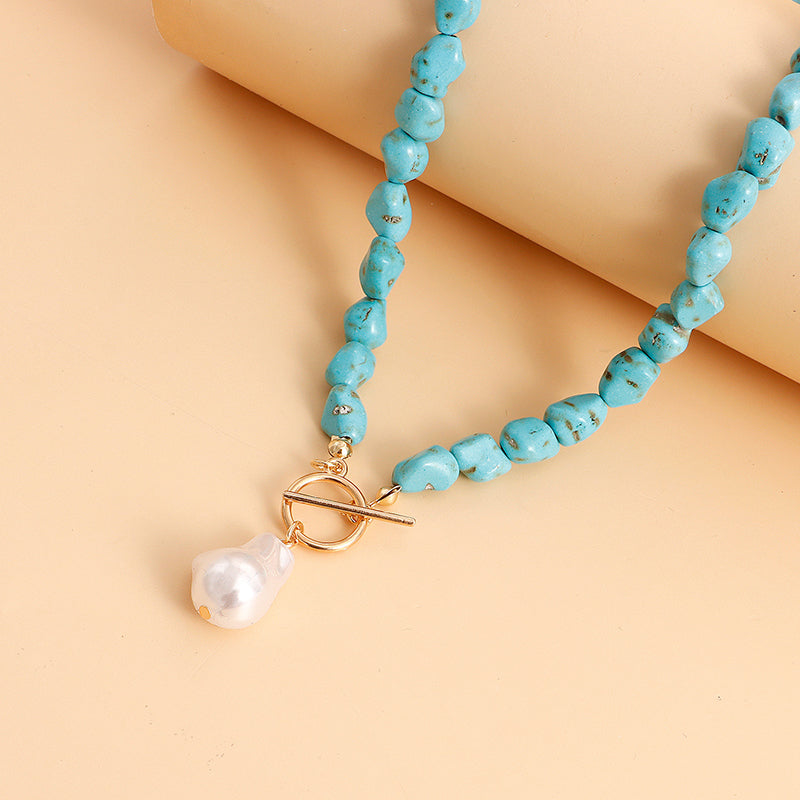 Freshwater Pearl Turquoise Pendant Choker