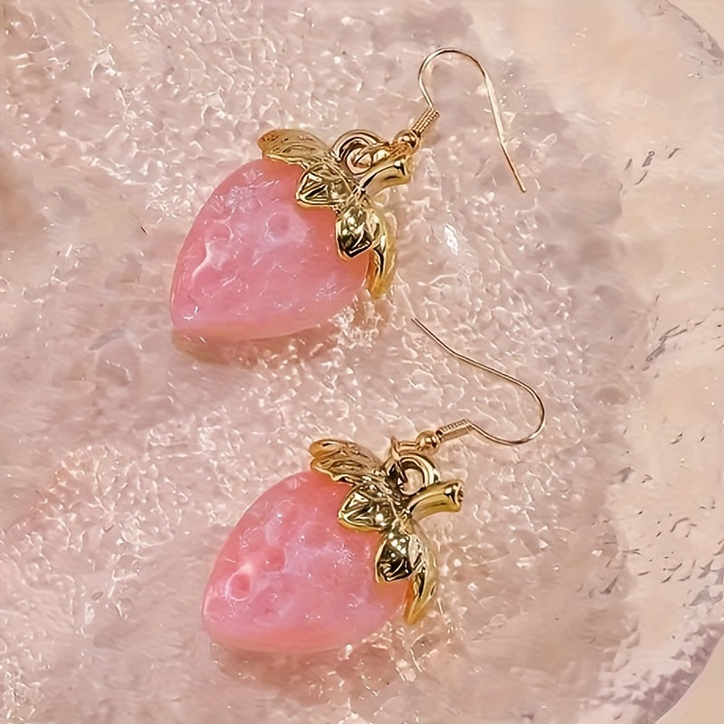 Strawberry Love Resin Dangle Earrings