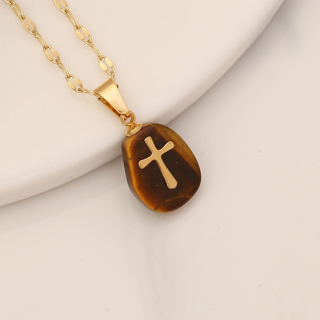 Gemstone Cross Pendant Necklace