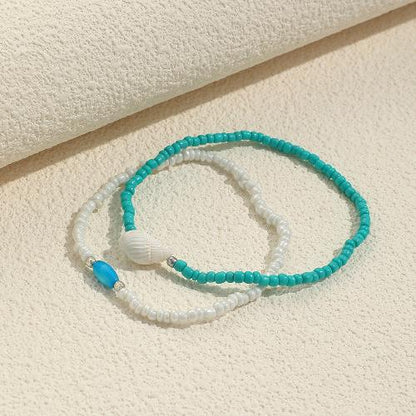 Beachy Teal Beaded Anklets