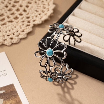 Turquoise Floral Cuff Bracelet