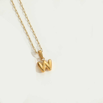 Minimalist Balloon Letter Pendant Necklace