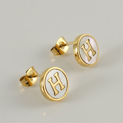 Custom Shell Letter Stud Earrings