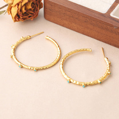 Dainty Turquoise 18K Gold Hoop Earrings