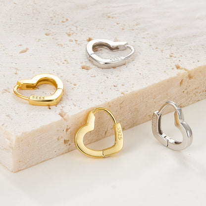 Simple Heart 925 Silver Hoop Earrings