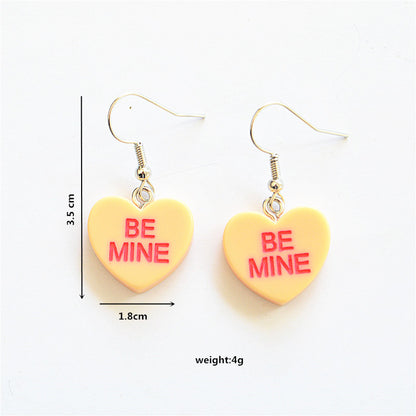 Cute Heart Resin Drop Earrings