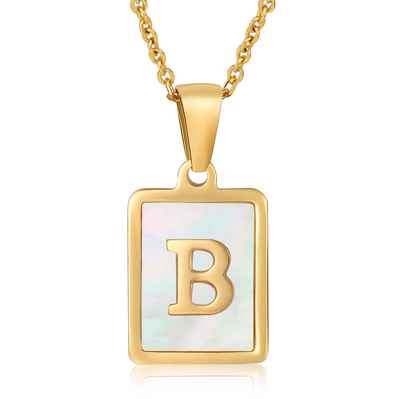 Vintage Initial Shell Pendant Necklace