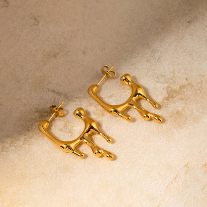 Art Liquid Golden Hoop Earrings