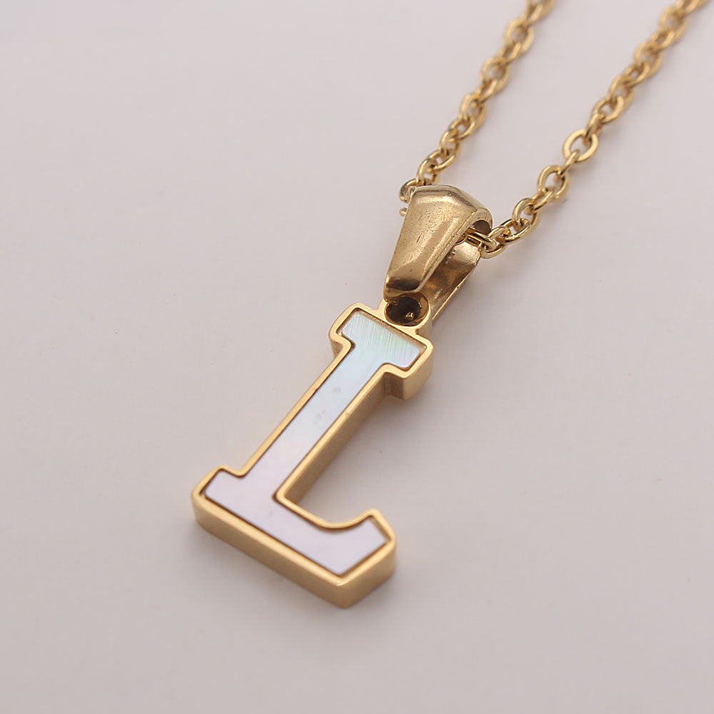 Bold Initial Shell Pendant Necklace