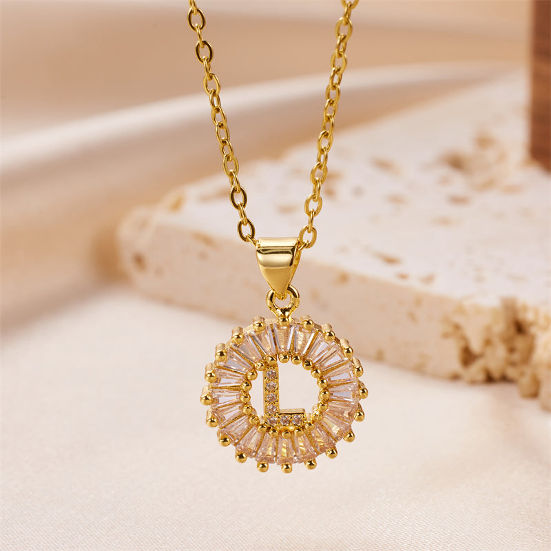 Crystal Initial Pendant Necklace