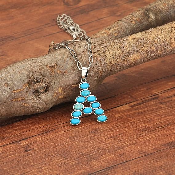 Turquoise Initial Pendant Necklace