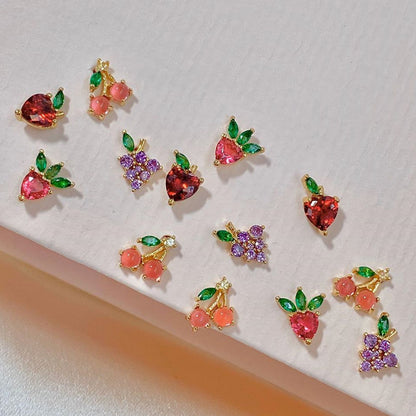 Minimalist Tropical Fruit Crystal Studs