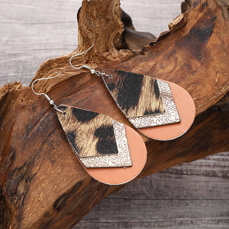 Western Cowhide Leather Dangle Earrings