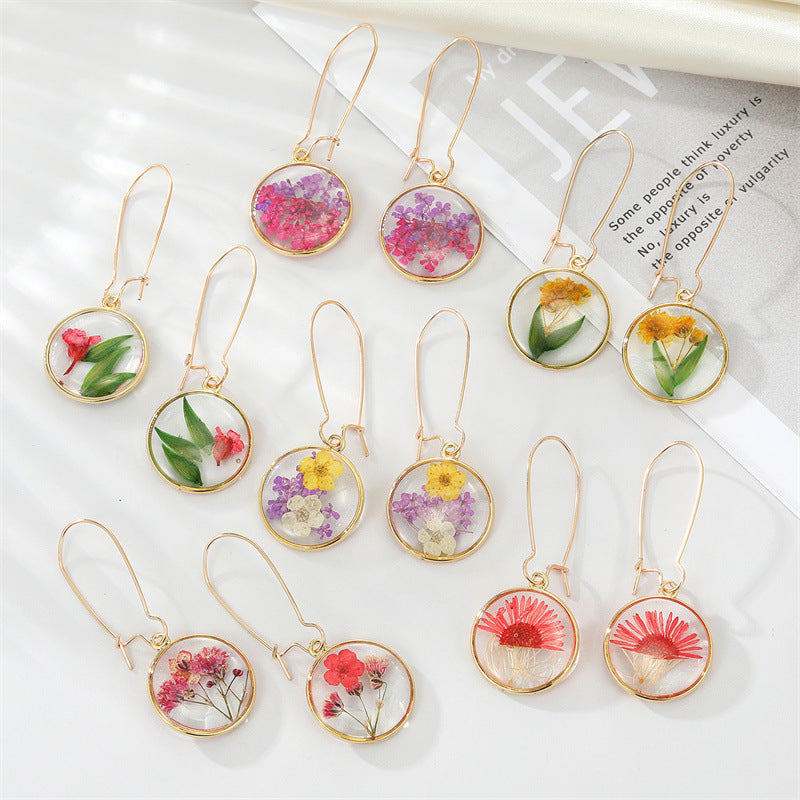 Pressed Flowers Resin Drop Earrings