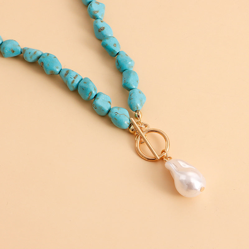 Freshwater Pearl Turquoise Pendant Choker