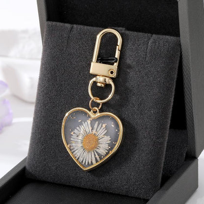 Real Daisy Resin Earrings Necklace & Keychain