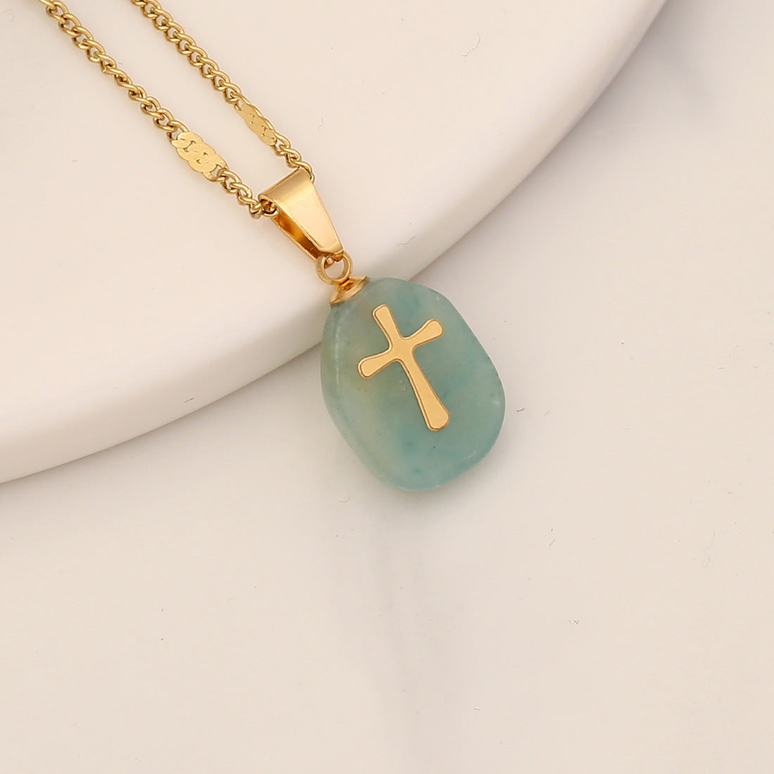 Gemstone Cross Pendant Necklace