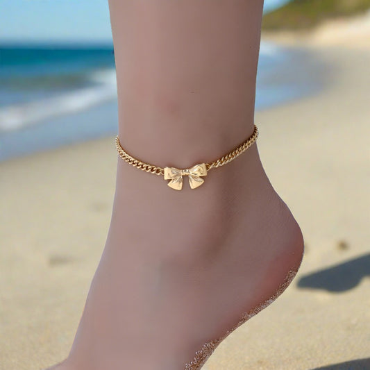 Elegant Coquette Bow Anklet