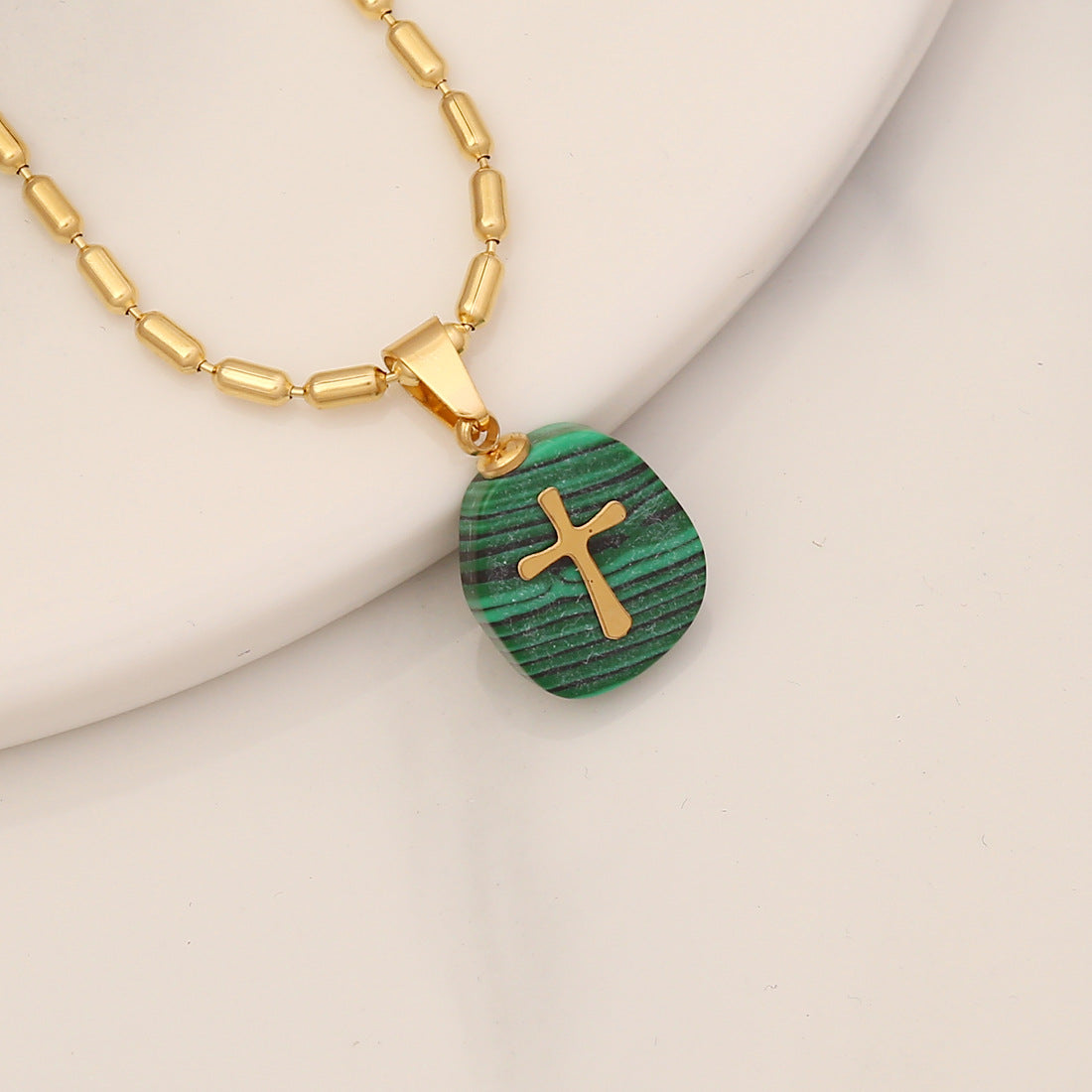 Gemstone Cross Pendant Necklace