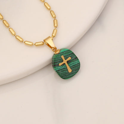 Gemstone Cross Pendant Necklace