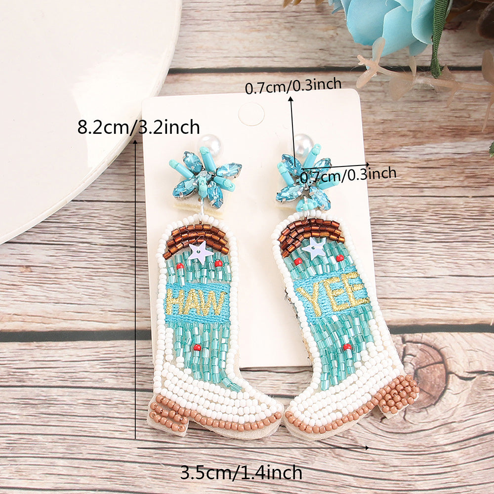 Cowgirl Beaded Dangle Earrings