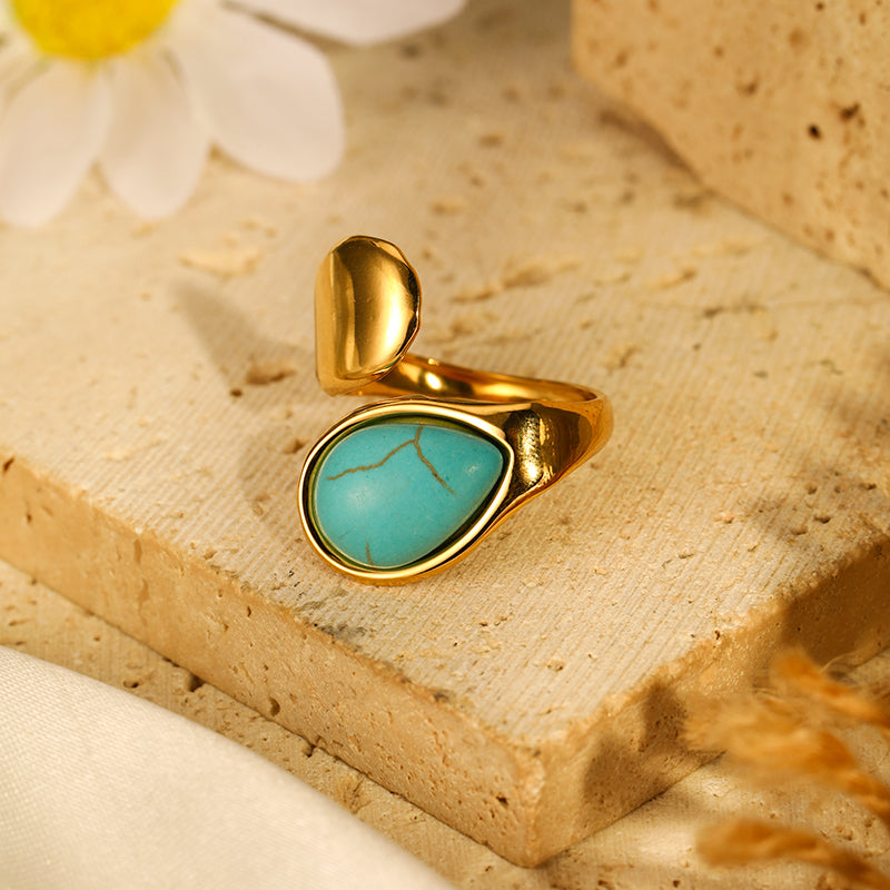 Boho Simple Turquoise Open Ring