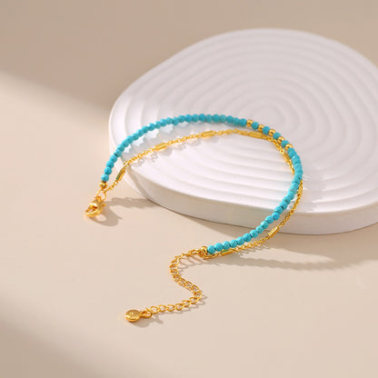 Beachy Turquoise Gold Beaded Bracelet