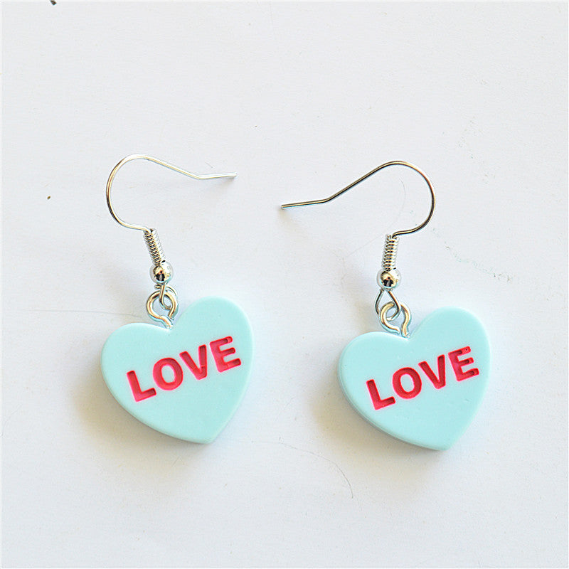 Cute Heart Resin Drop Earrings