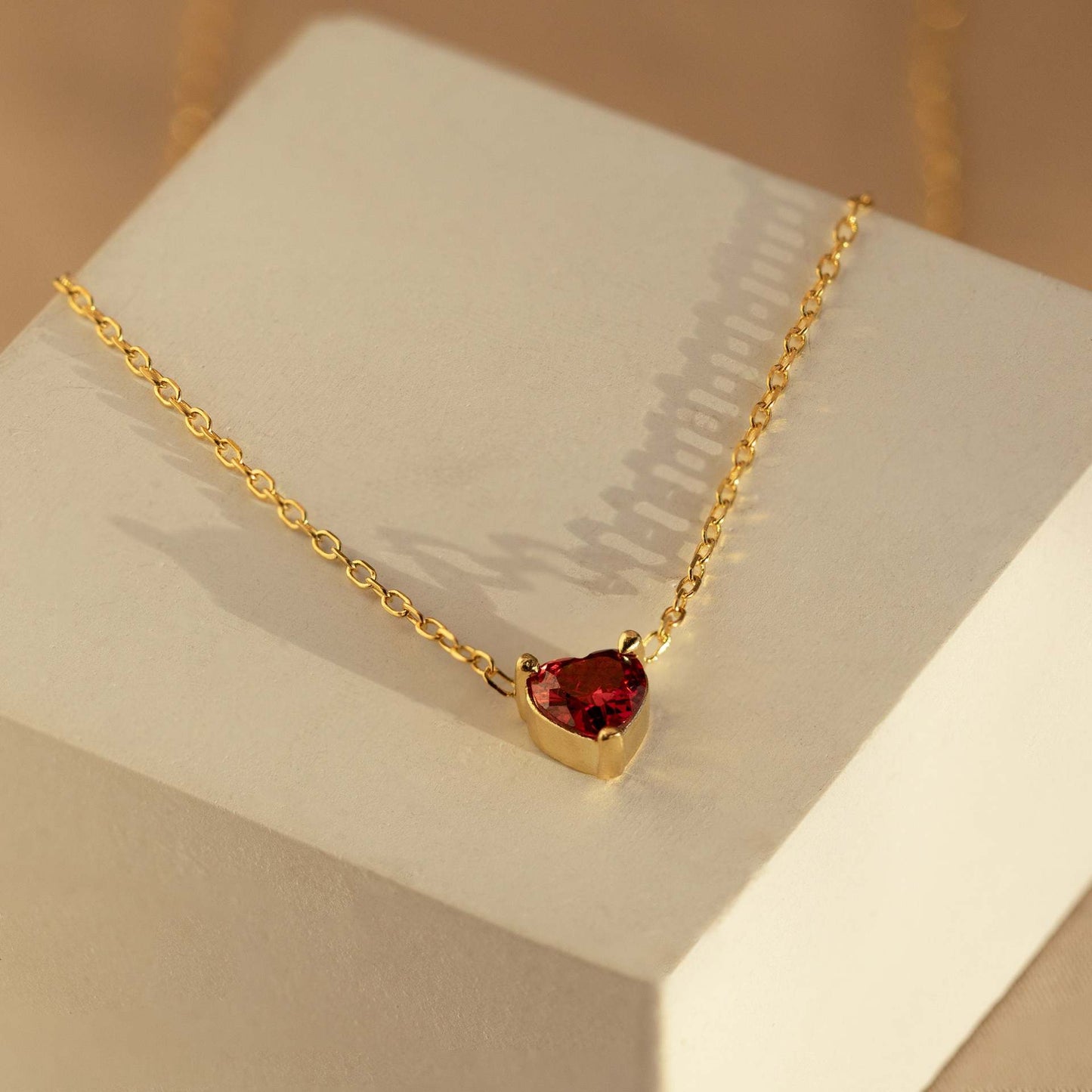 Dainty Heart Birthstone Necklace