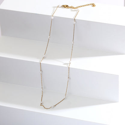 Minimalist Pearl Chain Necklace