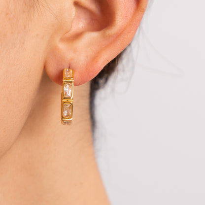 Vintage Zircon Hoop Earrings