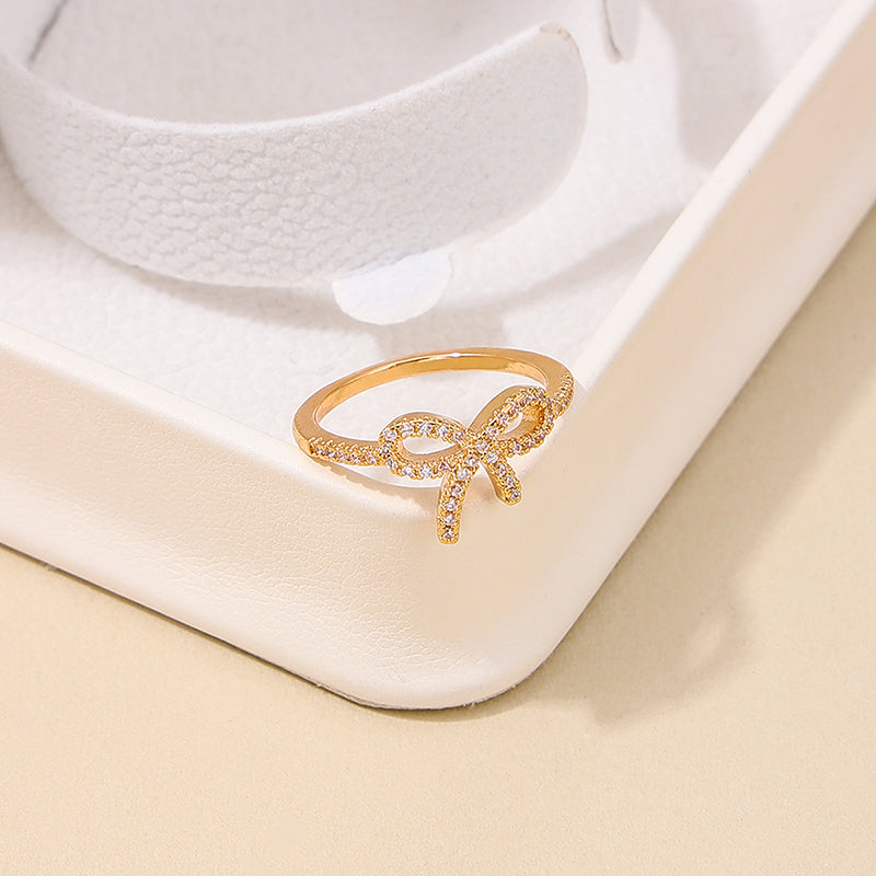 Minimalist Bow Rhinestone Ring