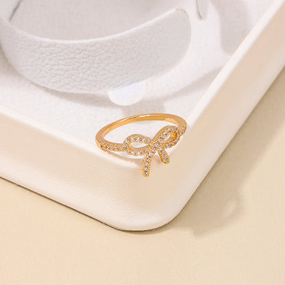 Minimalist Bow Rhinestone Ring