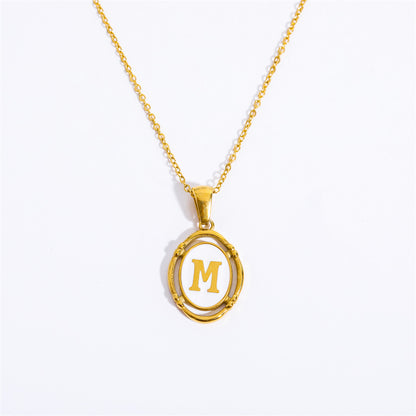 Vintage Initial Oval Pendant Necklace