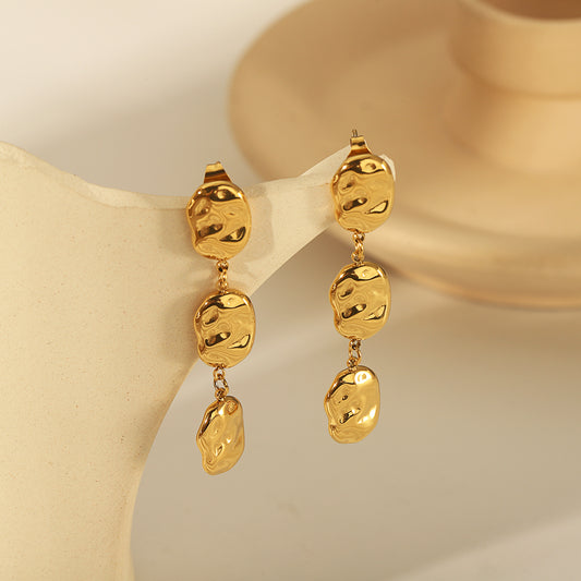 Vintage Hammered Gold Dangle Earrings