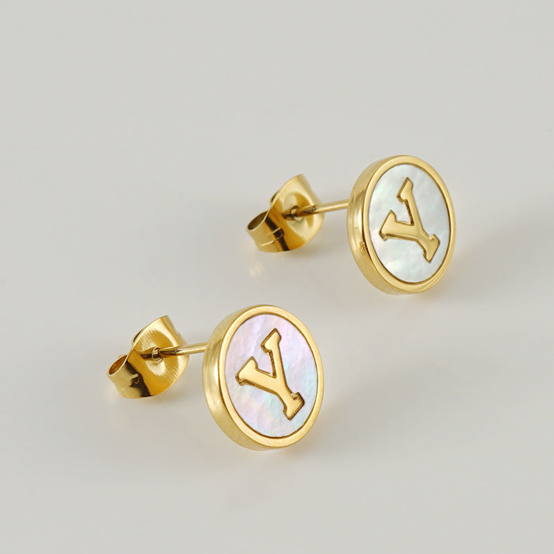 Custom Shell Letter Stud Earrings