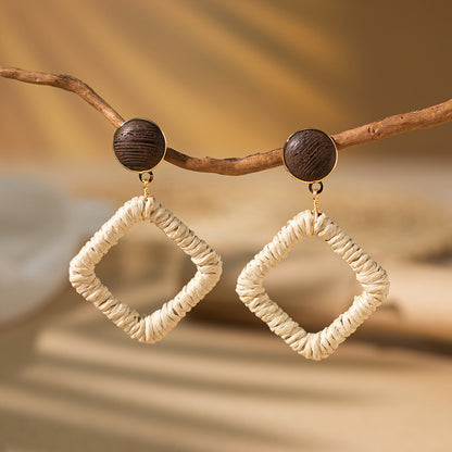 Earthy Wicker Dangle Earrings