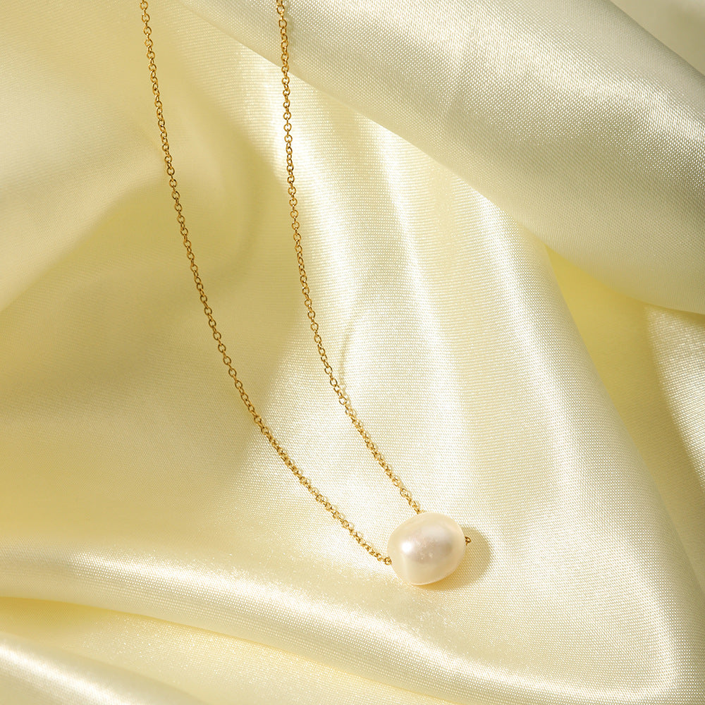 Minimalist Freshwater Pearl Chain Necklace