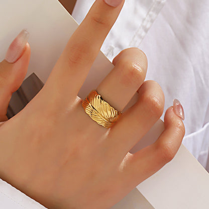 Feather Statement Open Ring