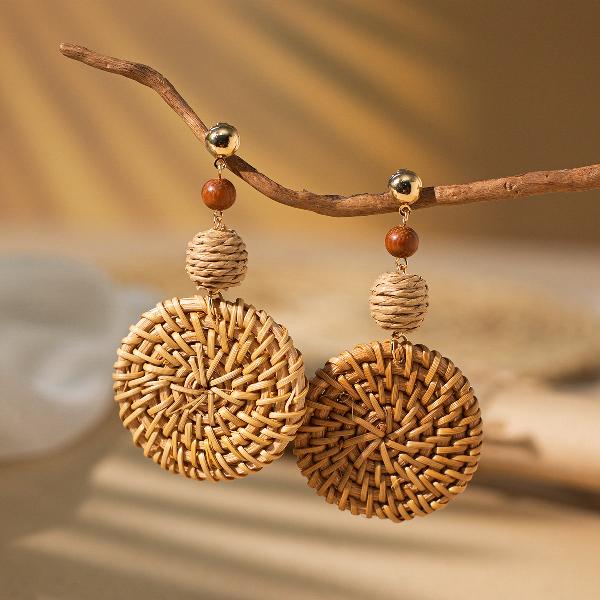 Earthy Wicker Dangle Earrings