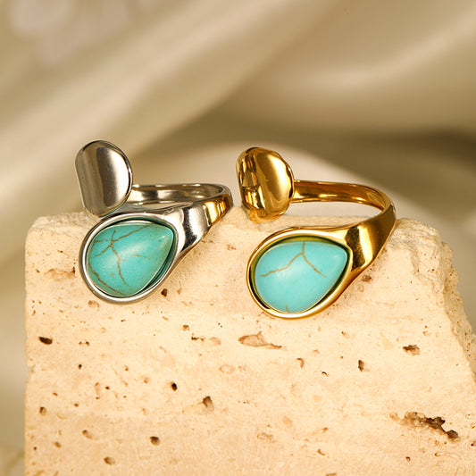 Boho Simple Turquoise Open Ring